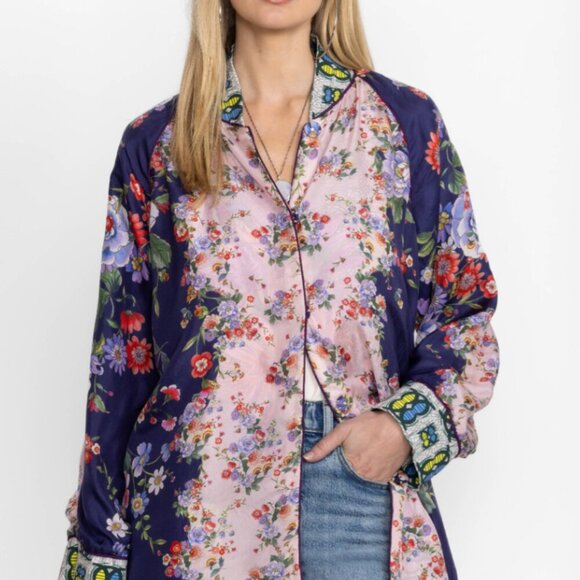 Johnny Was Bordona Heather Reversible Silk Kimono Jacket Mixed Print XL NWT - Picture 9 of 10